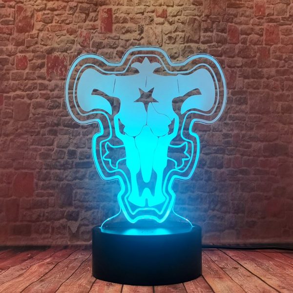 Black Clover 3D Illusion LED Desk Nightlight Colorful Changing Sleeping Lamp Anime action toy figures 5 - Black Clover Merch Store