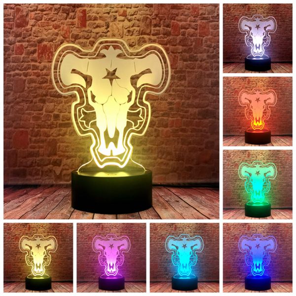Black Clover 3D Illusion LED Desk Nightlight Colorful Changing Sleeping Lamp Anime action toy figures - Black Clover Merch Store